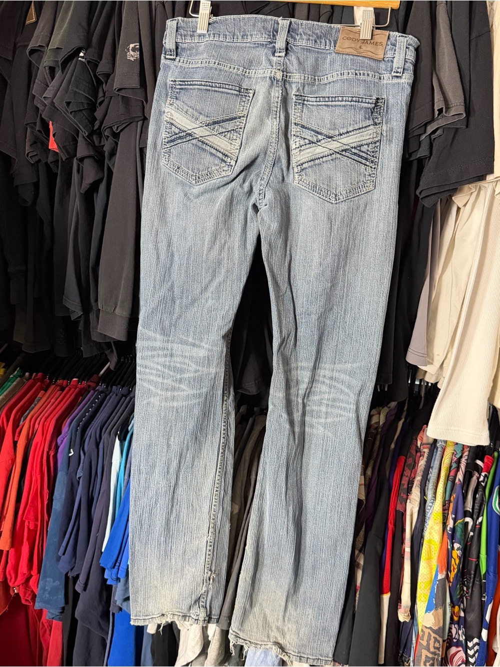 Cody James Jeans Men’s 32x32 Light Wash Blue Distressed Western Cowboy